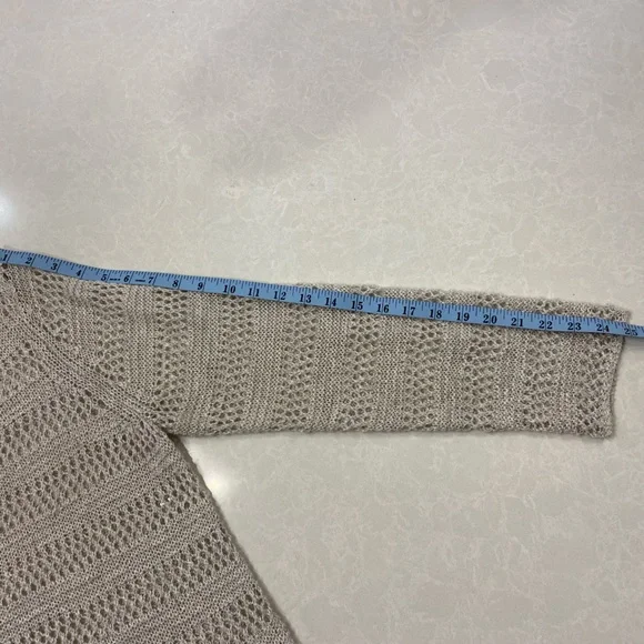 Zozo Crochet Sweater Oatmeal Womens Size Large Scoop Neck - Picture 6 of 10